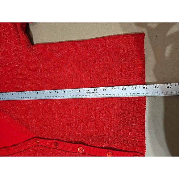 Vintage Carly Blake Red Sparkle Cardigan Top Button Down Knit Sweater XL - Picture 5 of 7